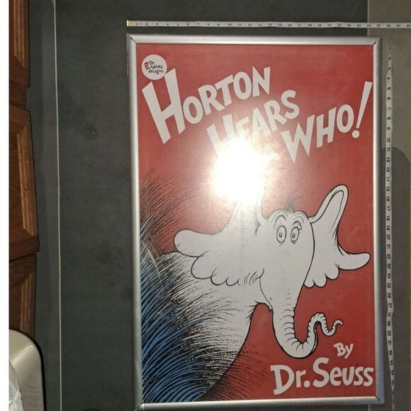 HUGE 3 Foot-Dr. Seuss "Horton Hears a Who" Book Cover Version Rare Framed Poster - Picture 3 of 4